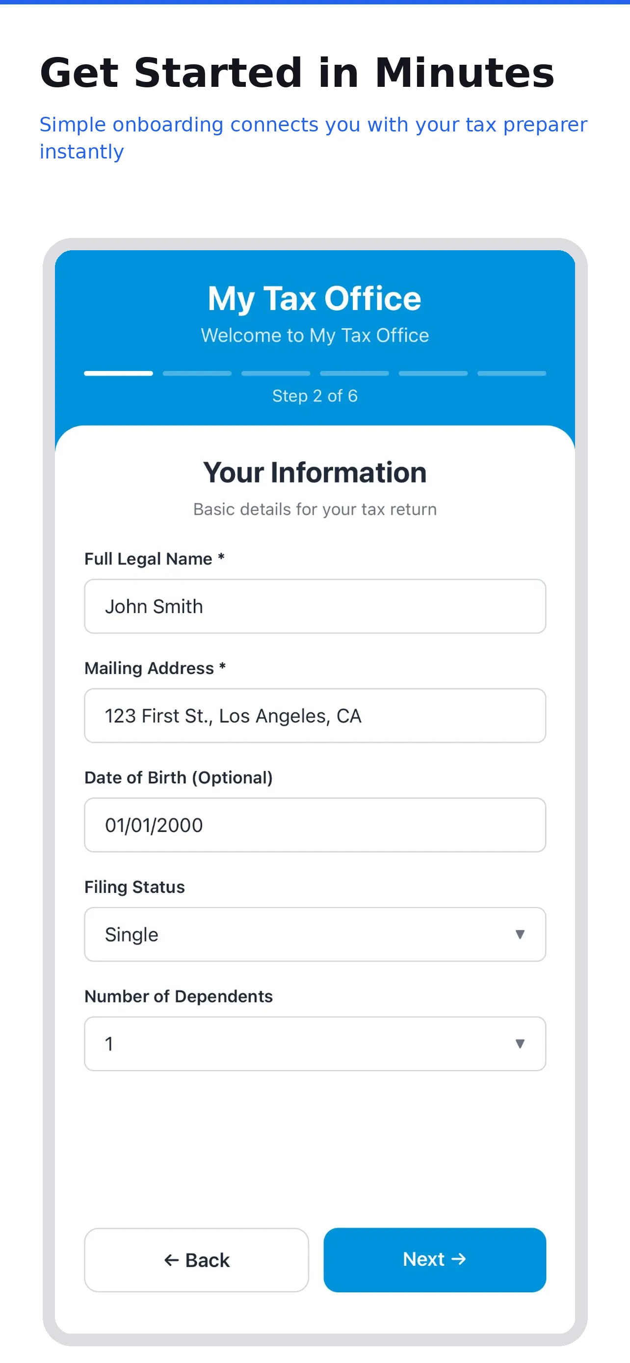 Easy onboarding flow