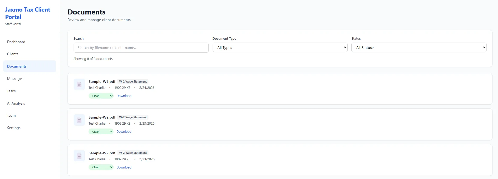 Document management interface