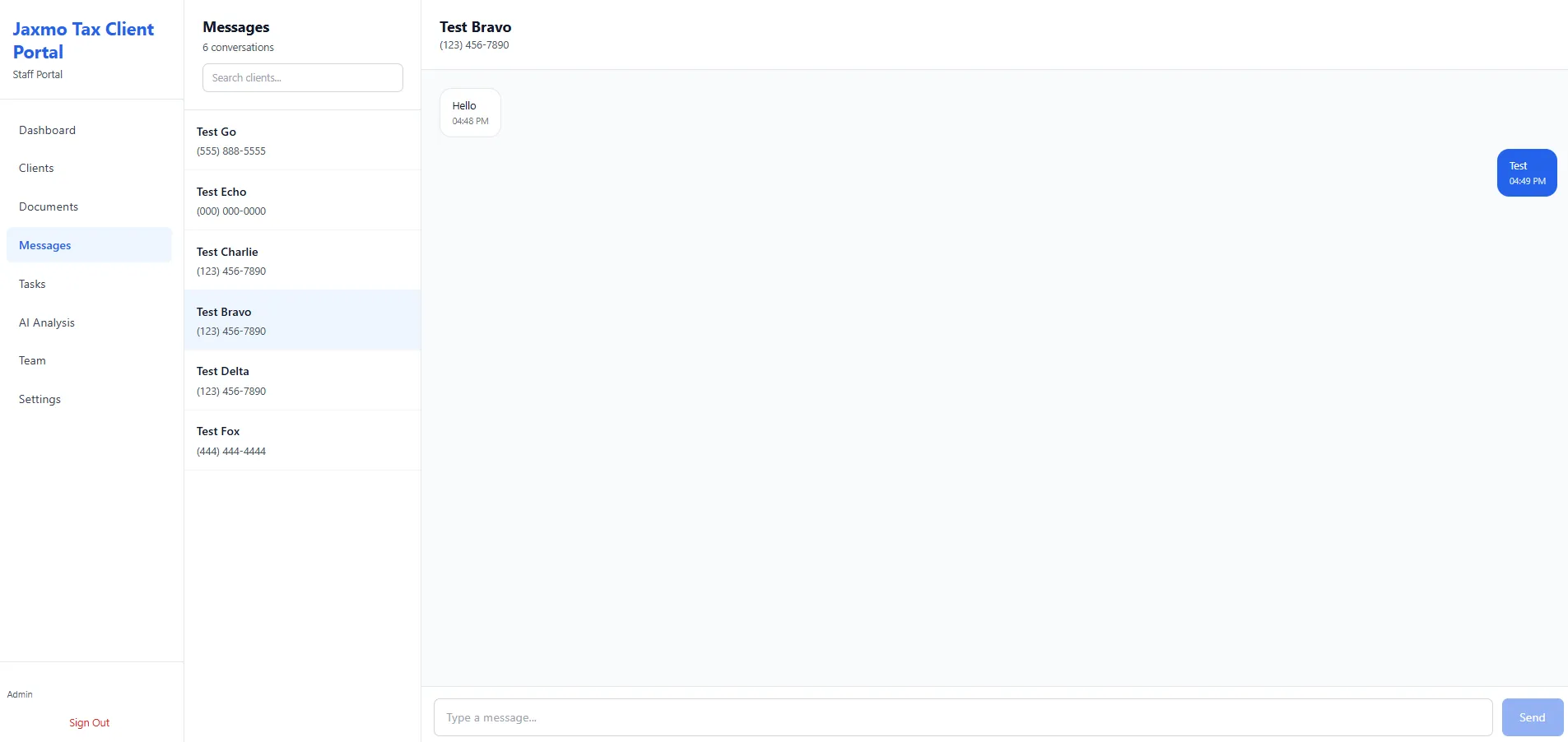 Client messaging interface