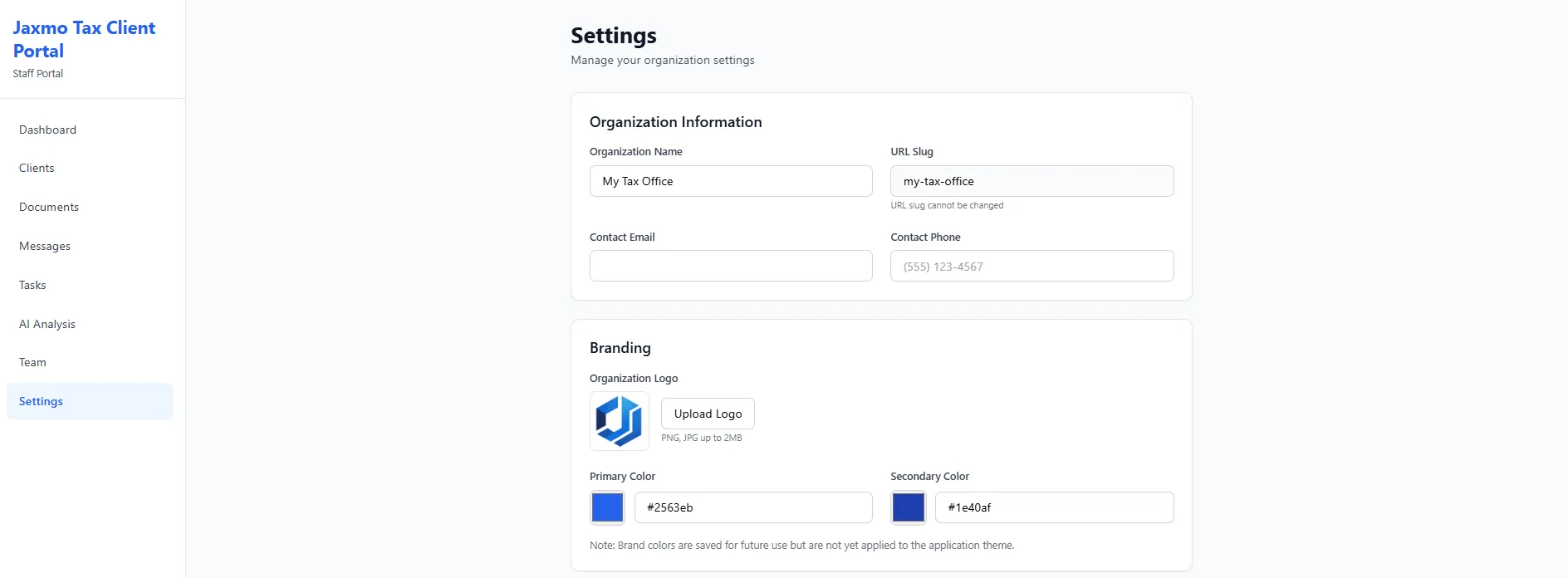 Office settings and branding